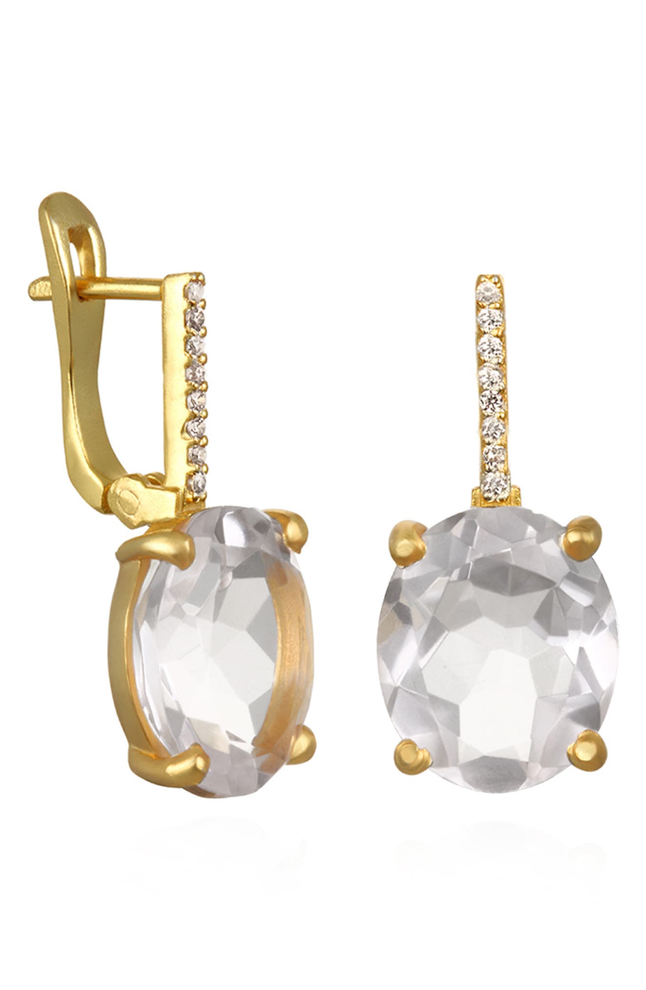 14K Gold Filled Jewelry Clear quartz drop Earrings Gemstone Drop Earrings